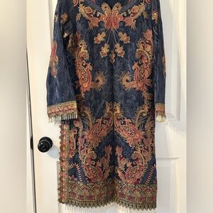 IZNIK PK Navy Blue Embroidery 3 Piece Suit Pakistani/ Desi